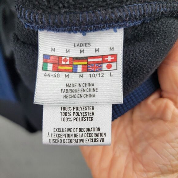 Spyder Waffle Fleece Quarter Zip Pullover Medium Blue Black Athletic Stretch Top - Picture 7 of 16